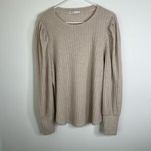 Miholl Beige Ribbed Crew Neck Sweater size XL